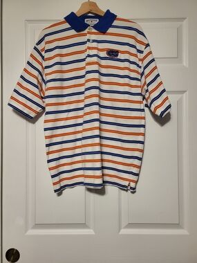 Vintage 90s Florida Gators Polo Shirt Mens Large Boca Classics Vantage Striped